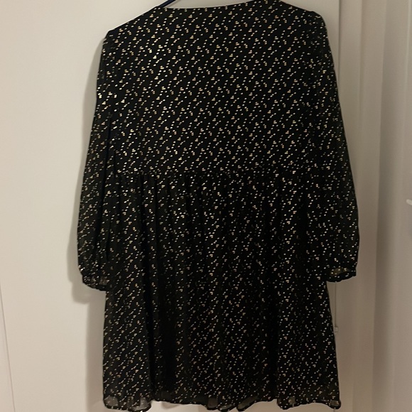 Aritzia ‘Sunday best’ blsck babydoll dress with gold - Picture 2 of 3